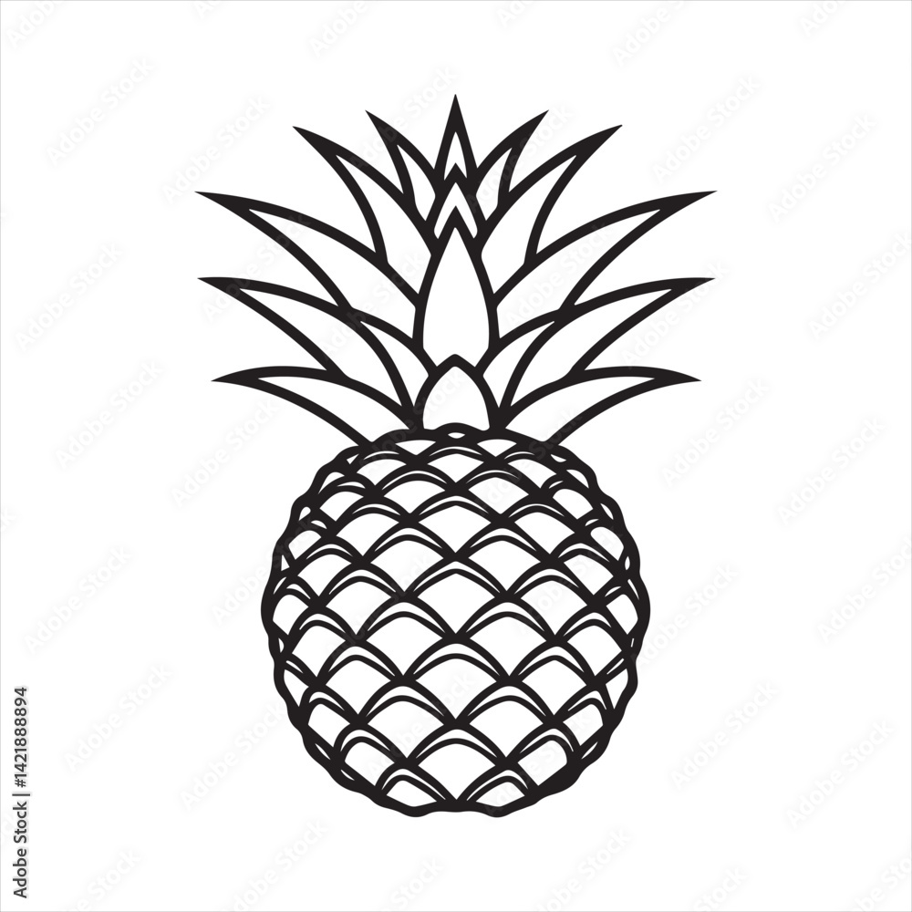 Obraz premium Pineapple tropical sweet summer fruit silhouette icon isolated on white background