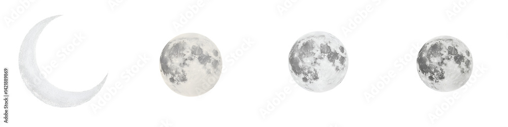Fototapeta premium Different phases of the moon in the night sky