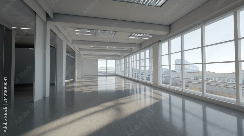 Empty Modern Office Space with City View Empty Modern Office Space with City View