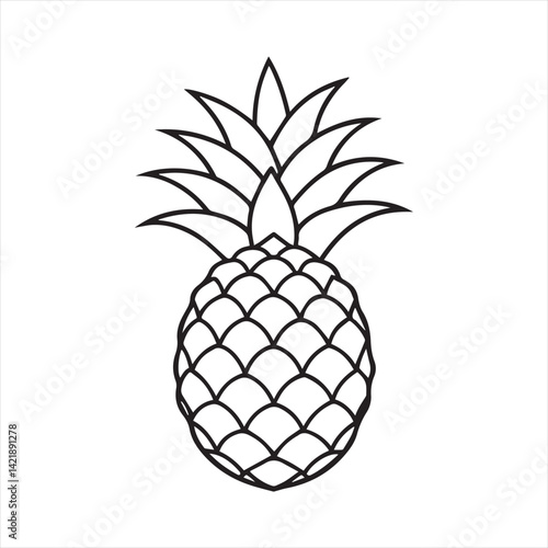 Pineapple tropical sweet summer fruit silhouette icon isolated on white background