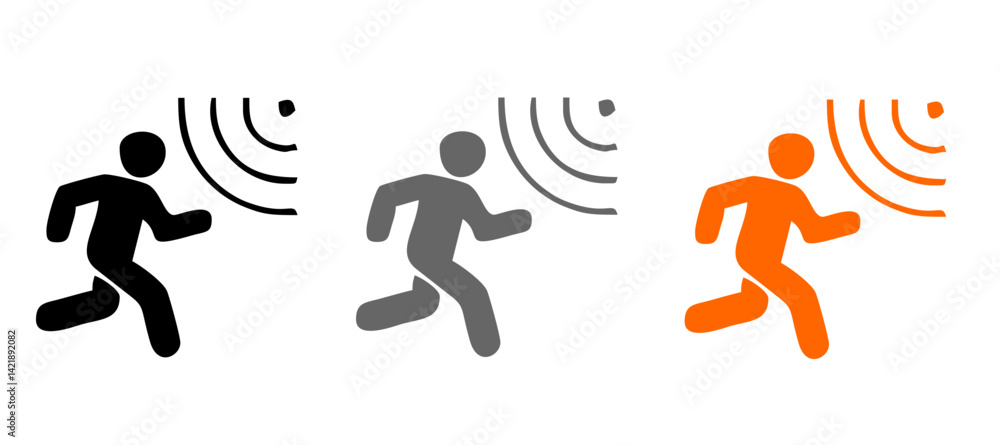 Motion sensor. Icon with reflection on white background Motion sensor. Icon with reflection on white background