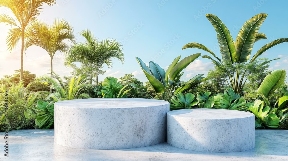 Fototapeta premium Tropical Garden Display Stand Scene