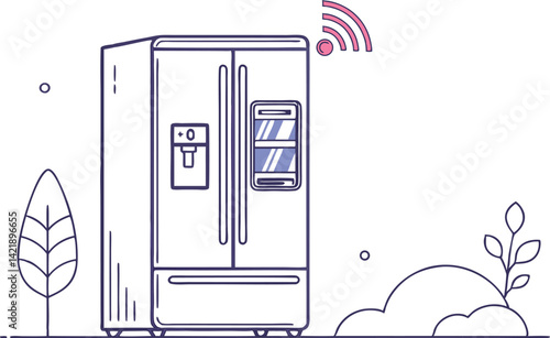 Smart Refrigerator With Wi-Fi Connection in a Cozy Kitchen Setting During the Day