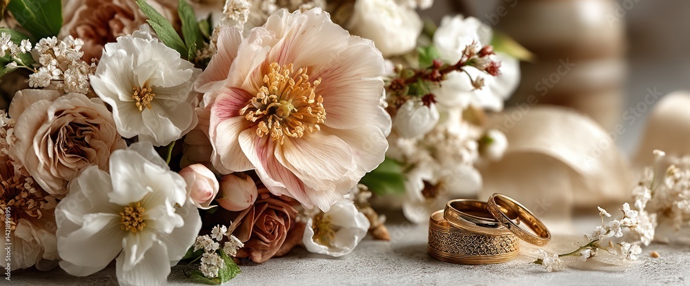 Elegant bouquet with wedding rings Elegant bouquet with wedding rings