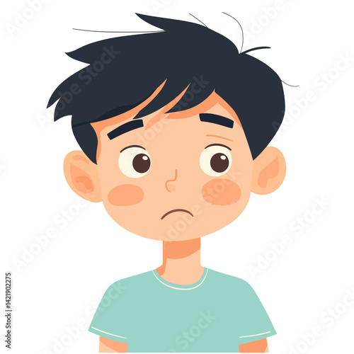 Concerned boy feeling anxious about exam preparation  