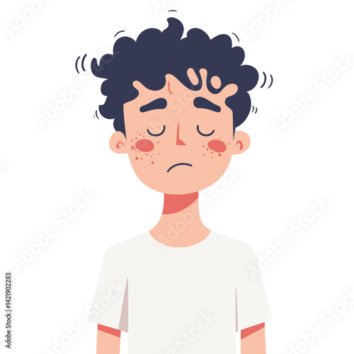 Sad boy expressing disappointment in a minimalistic style  