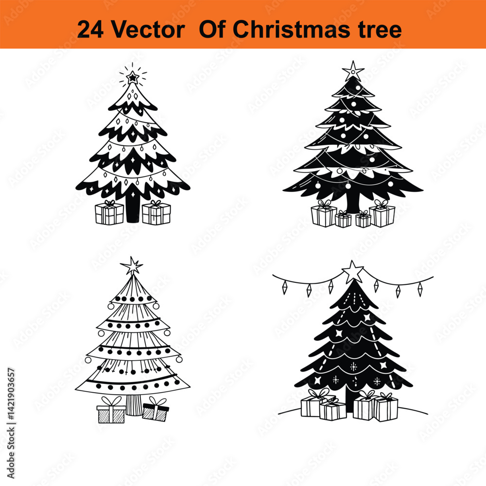Obraz premium Christmas tree silhouette perfect for holiday decor and festive designs. Its minimalist outline brings timeless Christmas charm to any project.Christmas Tree
