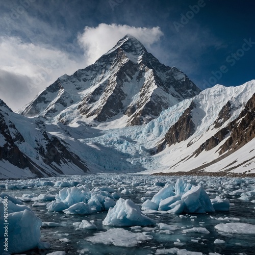 The savage beauty of K2 in winter, where avalanches roar down its faces and ice crystals hang in the air like frozen whispers.