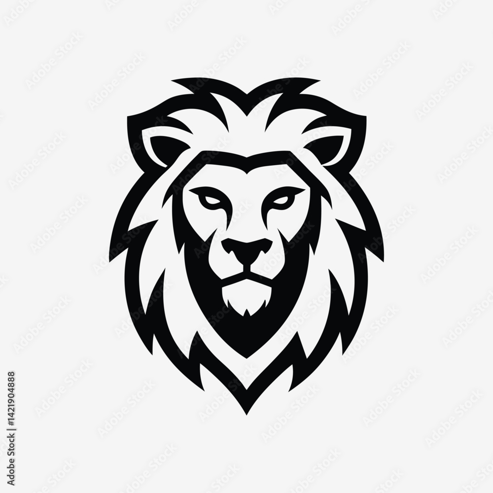 Fototapeta premium monoline fierce lion mascot logo icon vector art illustration