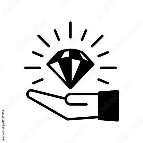 Hand Holding a Shining Diamond Symbolizing Value and Precious Elements