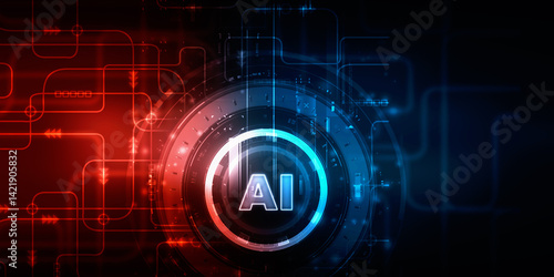 2d illustration Artificial Intelligence (AI) concept