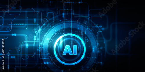 2d illustration Artificial Intelligence (AI) concept