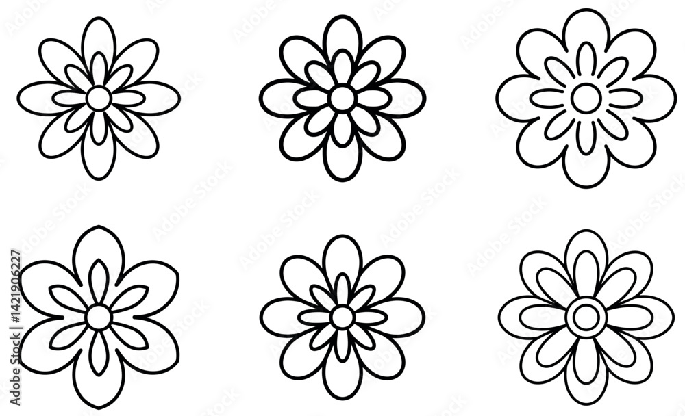Hand-Drawn Floral Vector Icons Set – Abstract Flower Outline Clipart Collection Hand-Drawn Floral Vector Icons Set – Abstract Flower Outline Clipart Collection