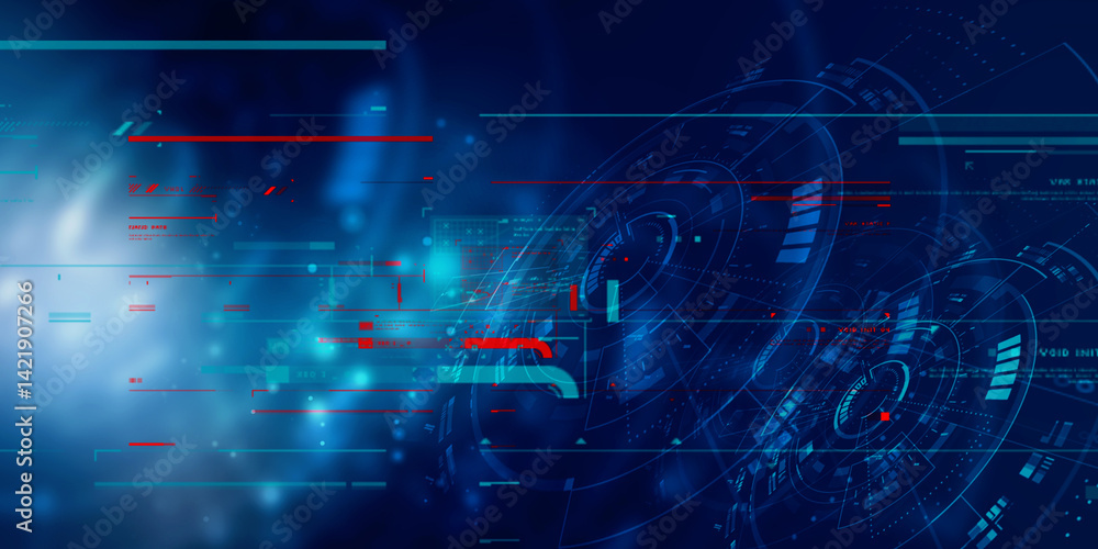 Fototapeta premium 2d illustration Abstract futuristic electronic circuit technology background