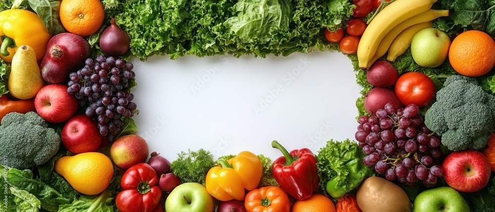 Vibrant Fruit and Vegetable Frame: A Healthy and Colorful Bounty Vibrant Fruit and Vegetable Frame: A Healthy and Colorful Bounty