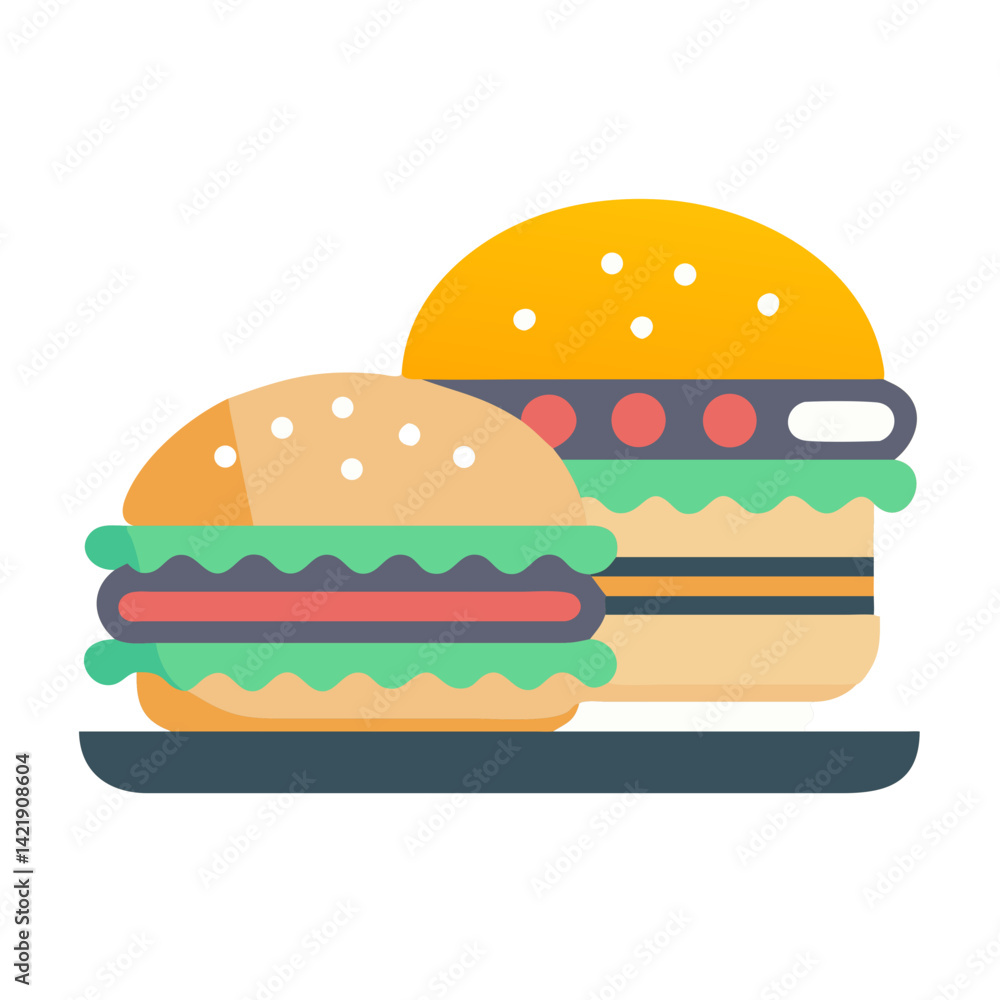 Burger and Sandwich Icon Representing Party Food Burger and Sandwich Icon Representing Party Food