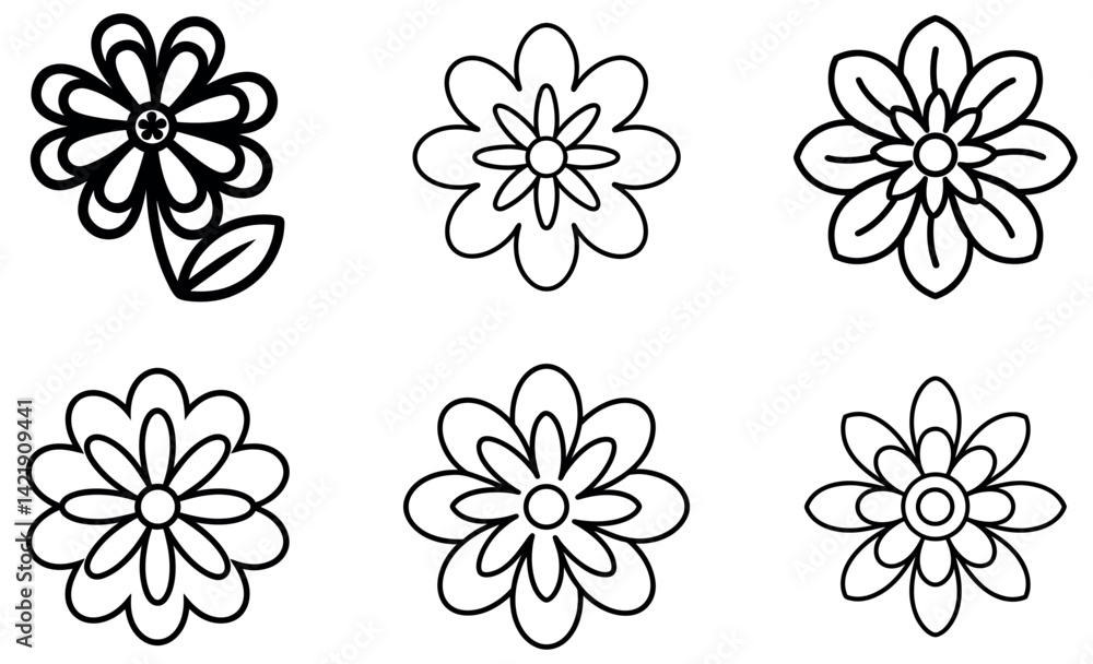 Hand-Drawn Floral Vector Icons Set – Abstract Flower Outline Clipart Collection Hand-Drawn Floral Vector Icons Set – Abstract Flower Outline Clipart Collection