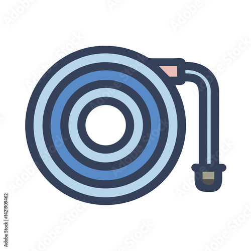 Coiled Water Hose Icon Representing Irrigation Tool and Garden Watering Equipment