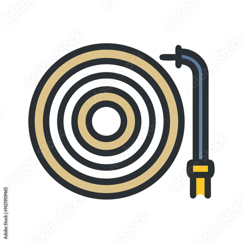 Coiled Water Hose Icon Representing Irrigation Tool and Garden Watering Equipment