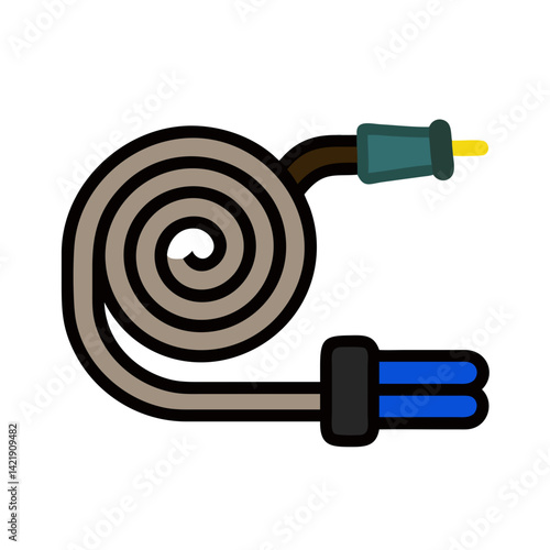 Coiled Water Hose Icon Representing Irrigation Tool and Garden Watering Equipment