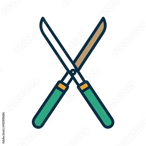 Crossed Pruning Tools Icon Representing Garden Maintenance and Plant Trimming