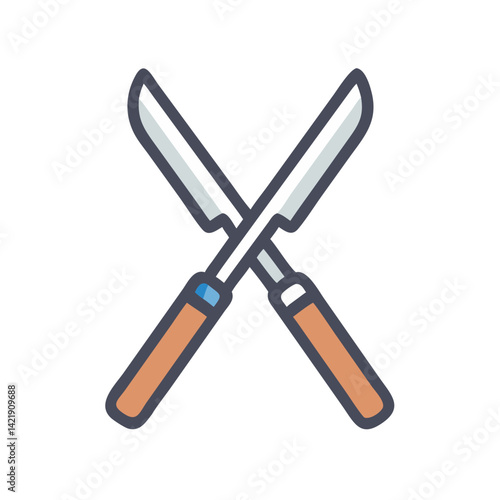 Crossed Pruning Tools Icon Representing Garden Maintenance and Plant Trimming