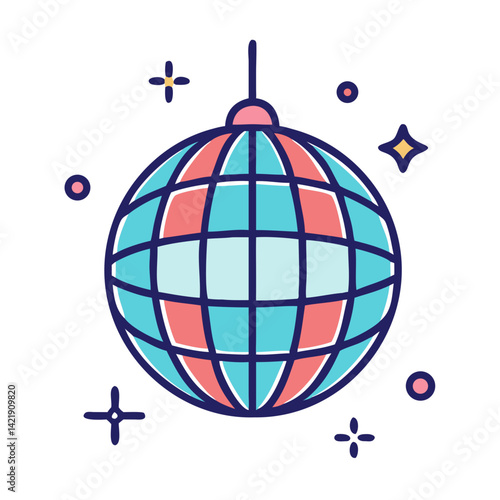 Disco Ball Icon Representing Dance Party Decoration and Nightlife Vibes
