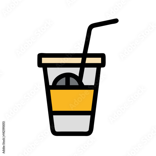 Drink Cup with Straw Icon Representing Party Beverage and Refreshment