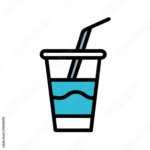 Drink Cup with Straw Icon Representing Party Beverage and Refreshment