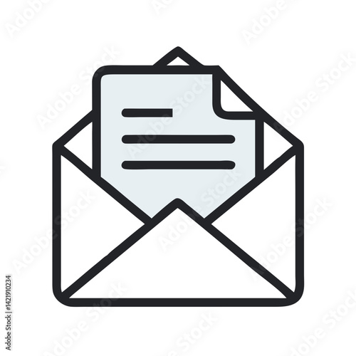 Envelope with Paper Icon Representing Document Delivery and Mail Communication