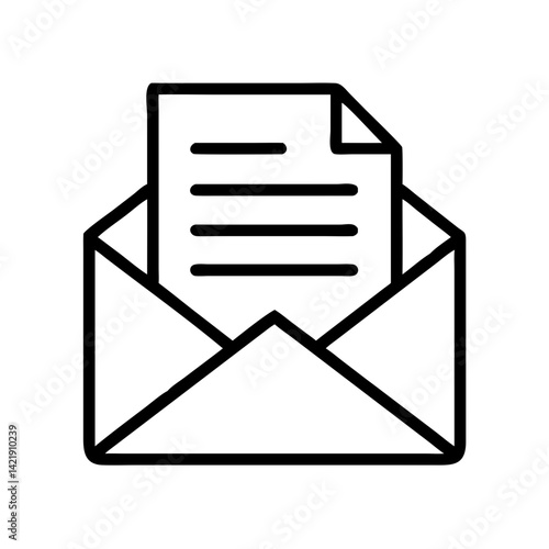 Envelope with Paper Icon Representing Document Delivery and Mail Communication