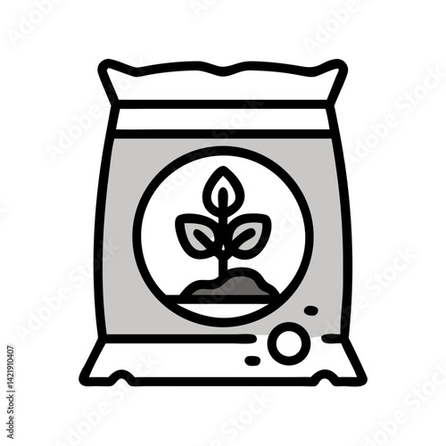 Fertilizer Bag Icon Representing Soil Nutrient Boost and Plant Growth Support