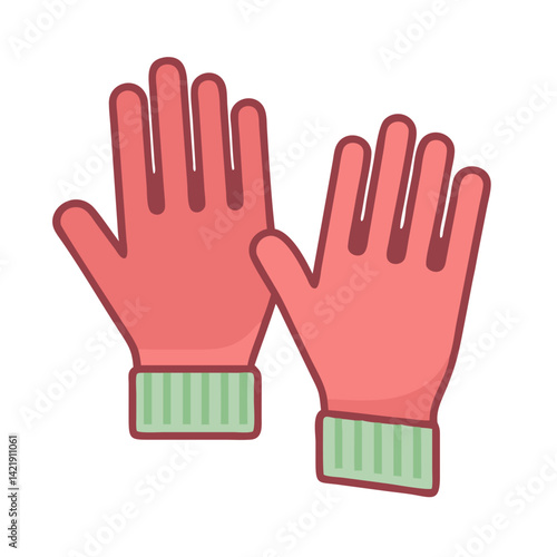 Gardening Gloves Icon Representing Hand Protection and Outdoor Plant Care
