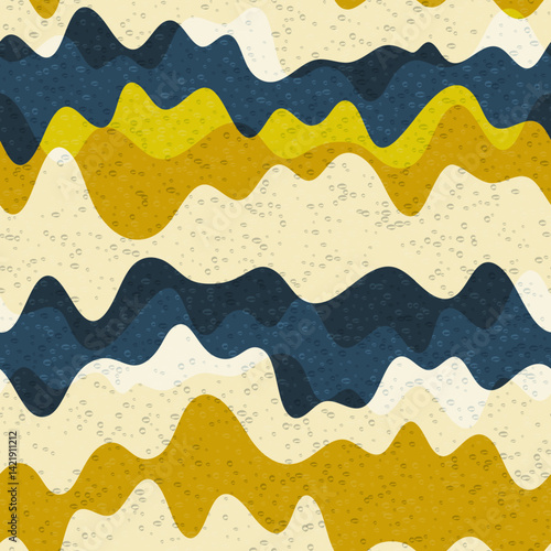 Marbling wave fluid vector seamless pattern. Striped curve line texture. Hori...