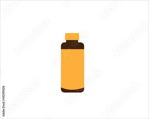 Brown medicine bottle on white background