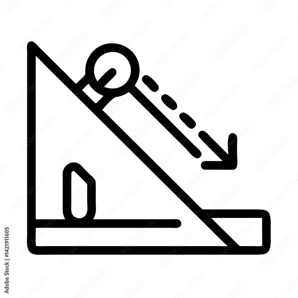 Inclined Plane Icon Representing Physics Force and Simple Machine Concept Inclined Plane Icon Representing Physics Force and Simple Machine Concept