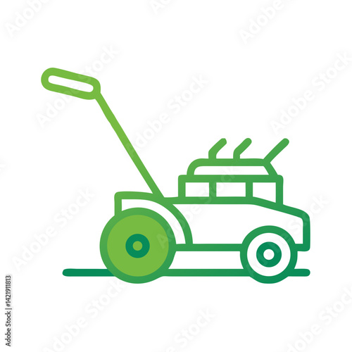 Lawn Mower Icon Representing Grass Maintenance and Garden Landscaping