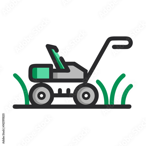 Lawn Mower Icon Representing Grass Maintenance and Garden Landscaping