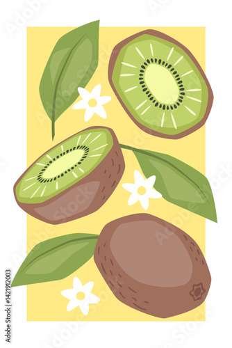 Vector fruit poster with kiwi