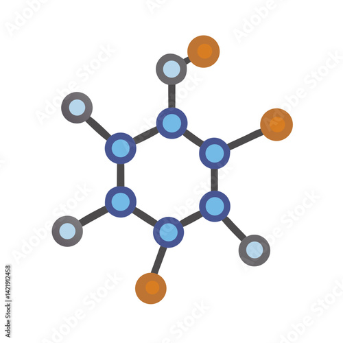 Molecule Structure Icon Representing Chemical Compound or Scientific Model