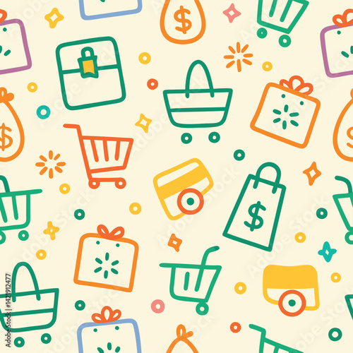 Cute Shopping Icons Pattern