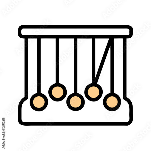 Newton's Cradle Icon Representing Conservation of Momentum and Energy