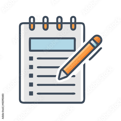 Notebook with Pencil Icon Representing Task Management and Note Taking
