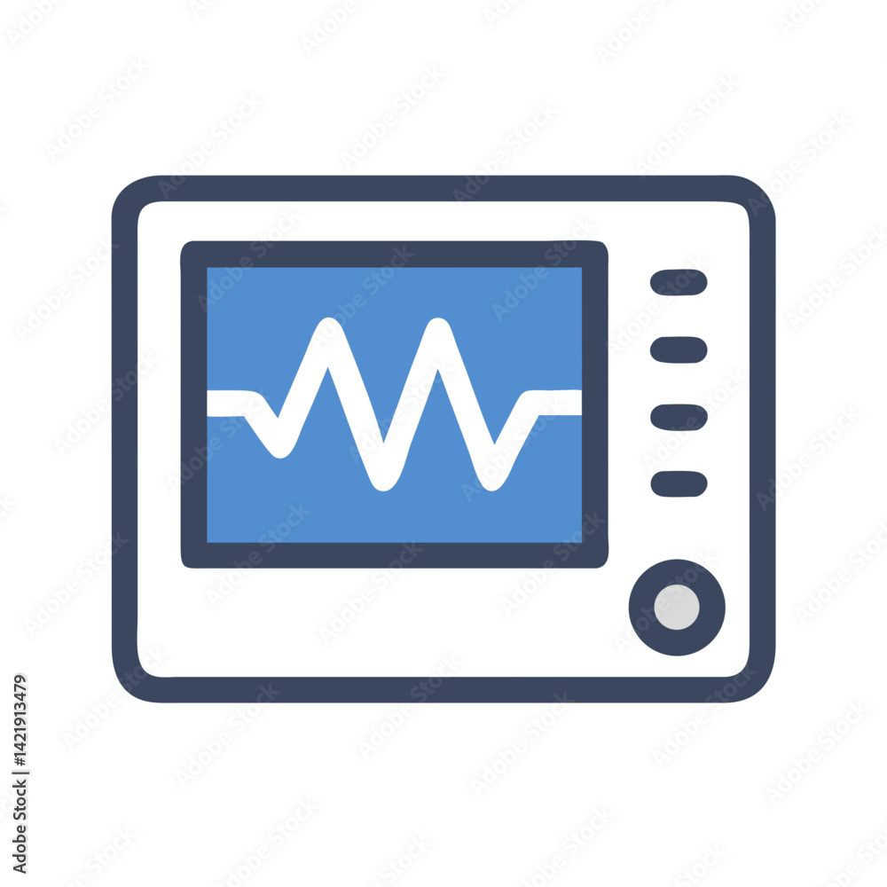 Oscilloscope Device Icon Representing Waveform Analysis and Signal Measurement Oscilloscope Device Icon Representing Waveform Analysis and Signal Measurement