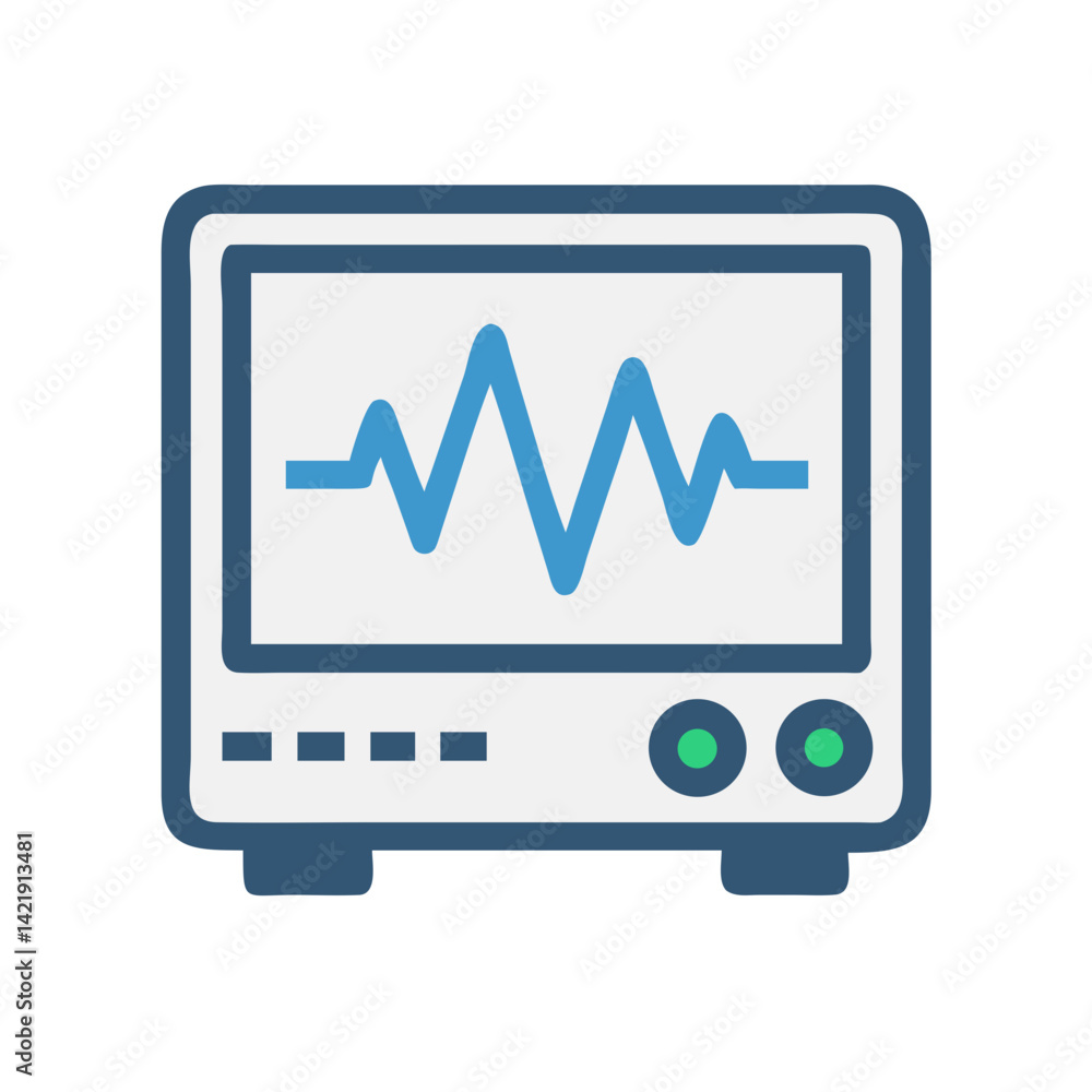 Oscilloscope Device Icon Representing Waveform Analysis and Signal Measurement Oscilloscope Device Icon Representing Waveform Analysis and Signal Measurement