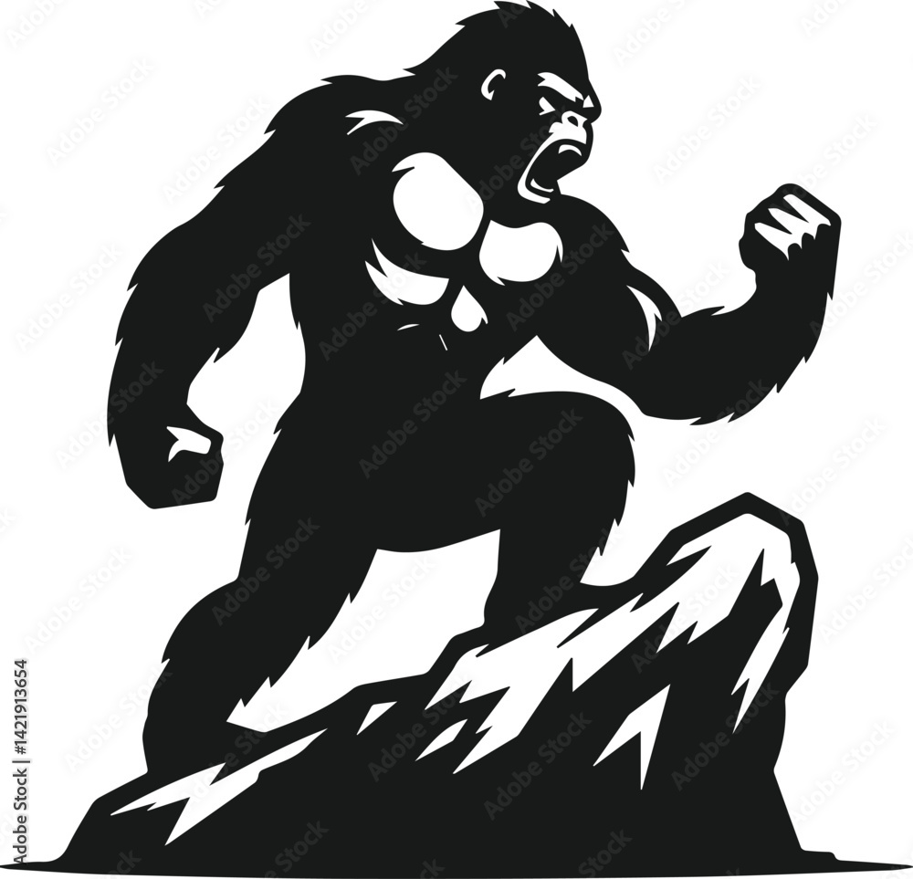 Fototapeta premium Angry gorilla vector silhouette