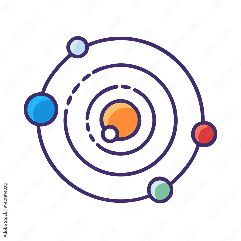 Planet Orbit Icon Representing Solar System and Celestial Movement Planet Orbit Icon Representing Solar System and Celestial Movement