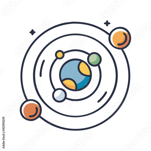 Planet Orbit Icon Representing Solar System and Celestial Movement
