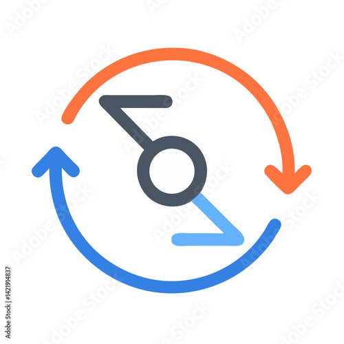 Rotational Motion Icon Representing Angular Velocity and Circular Movement