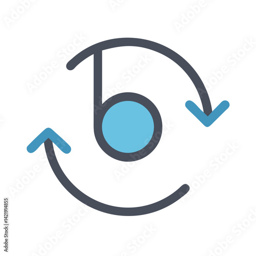 Rotational Motion Icon Representing Angular Velocity and Circular Movement